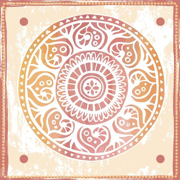 Mandala indiana desenhada à mão — Vetor de Stock