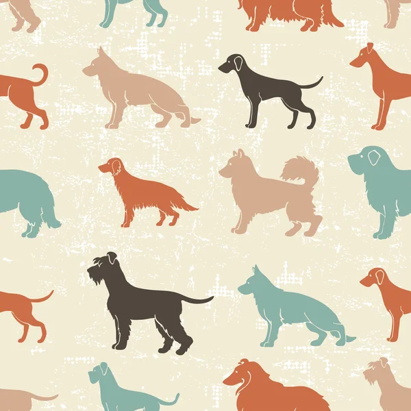 Dog breeds seamless pattern — Stock Vector