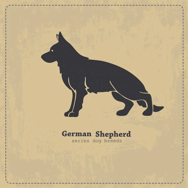 Silueta de perro pastor alemán — Vector de stock