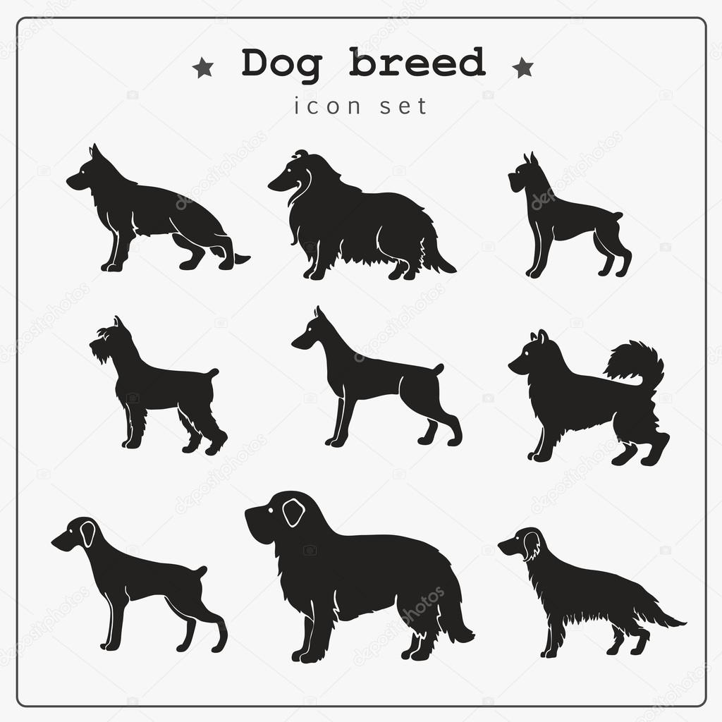 Set of dog breed icons