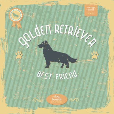 Çizilmiş Golden Retriever vintage tipografi poster el