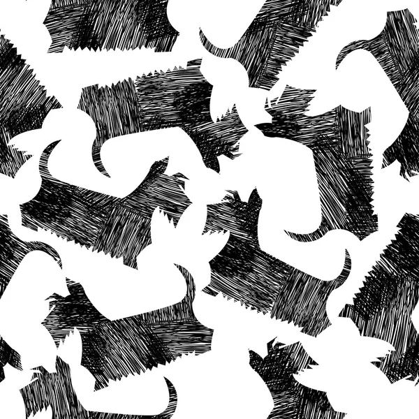 Amusing vector Scottish Terriers seamless pattern — Stock Vector