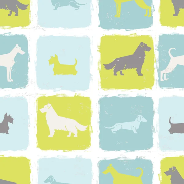 Fresh dog breeds silhouettes  seamless pattern — Stock Vector