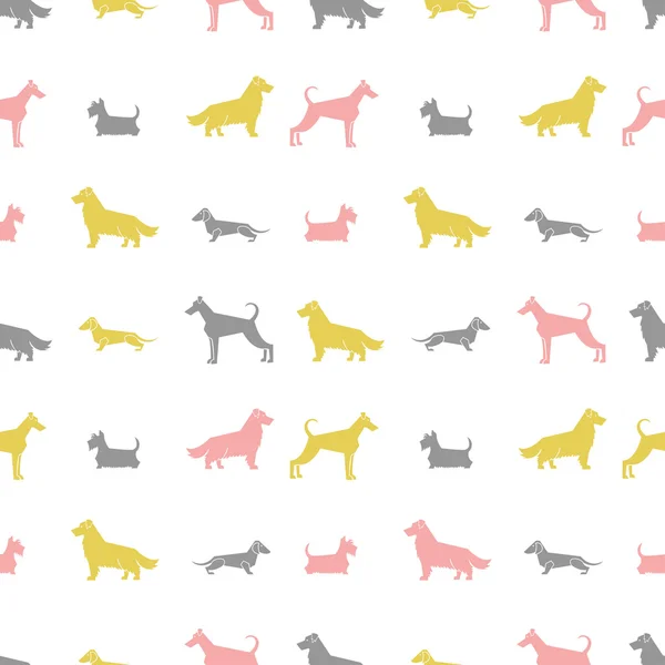 Stylized dog breeds silhouettes  seamless pattern — Stock Vector