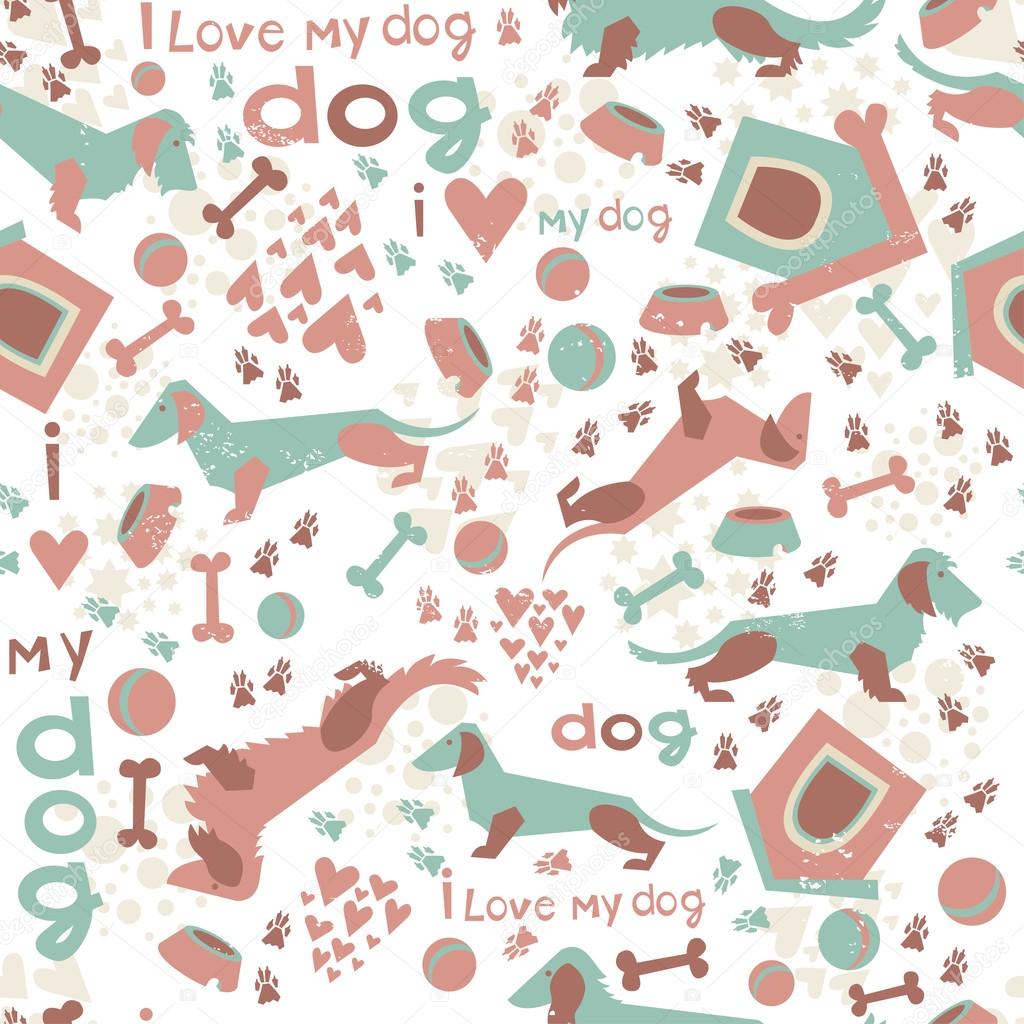 Funny vector Dachshunds seamless pattern