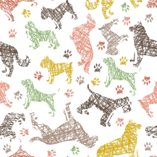 Dog breeds motley fresh  seamless pattern — ストックベクタ