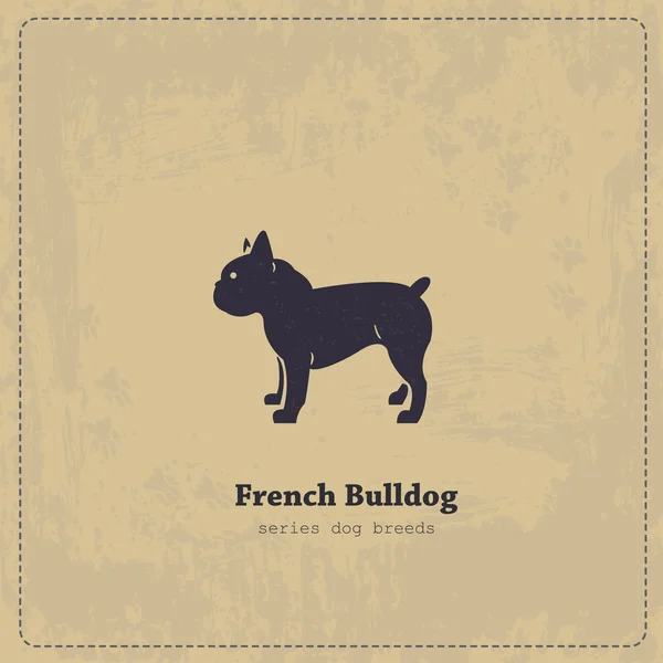 French Bulldog silhouette vintage poster — Stock vektor