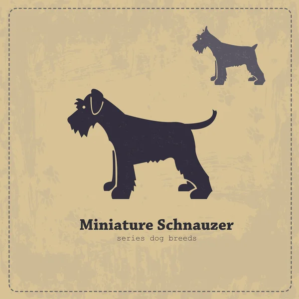 Cartel miniatura Schnauzer silueta vintage — Archivo Imágenes Vectoriales