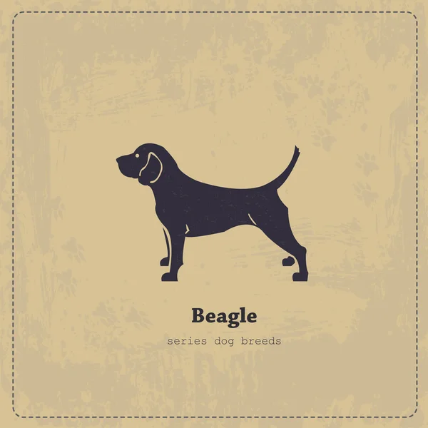 Cão beagle estilizado poster vintage —  Vetores de Stock