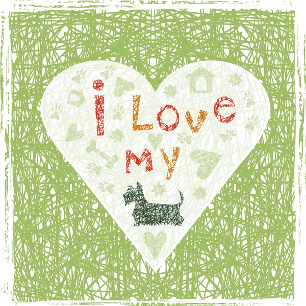Ручной плакат "Я люблю свою собаку" — стоковый вектор