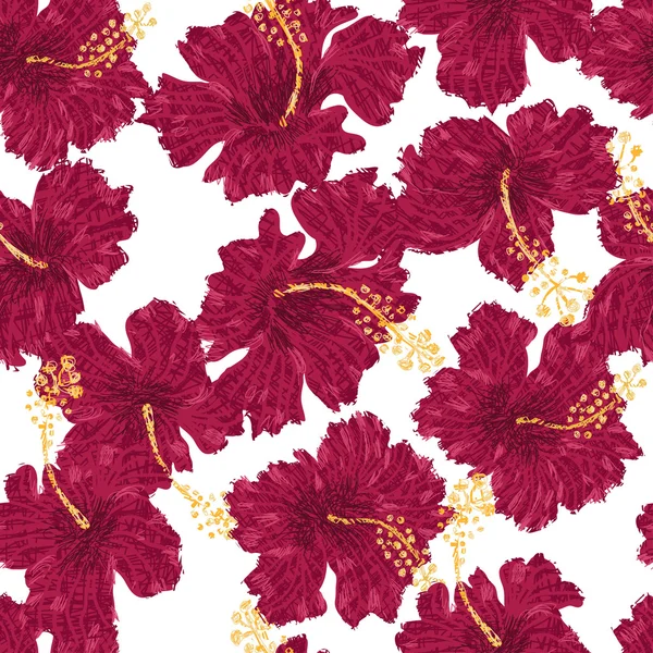 Hibiscus bloemen eindeloze ornament — Stockvector