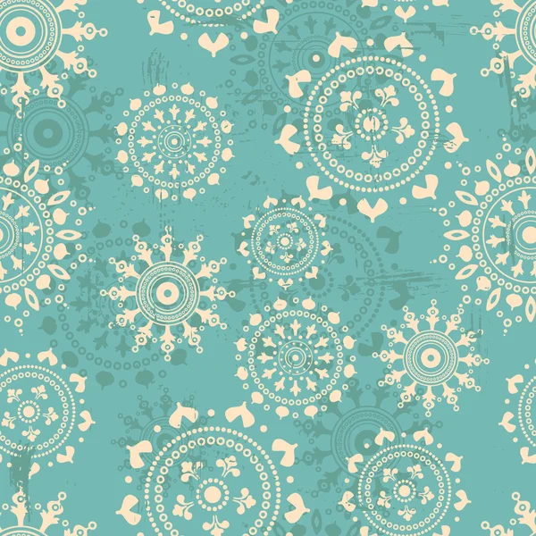 Blue snowflakes  shabby seamless pattern — Stock Vector