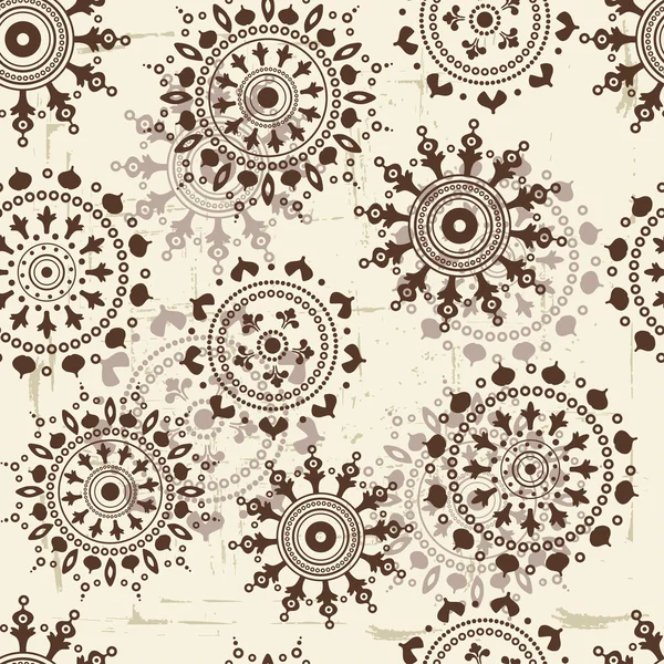Vintage flocons de neige motif sans couture — Image vectorielle