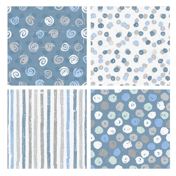 Set of seamless patterns in blue — Stock Vector