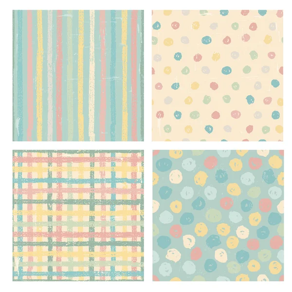 Quatre motifs sans couture dans des tons pastel — Image vectorielle