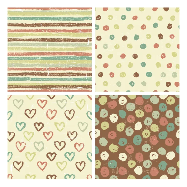 Four seamless patterns in rustic style — Stock Vector