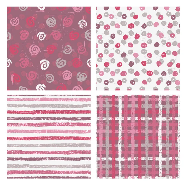 Set of four naive styled seamless patterns — Stock Vector