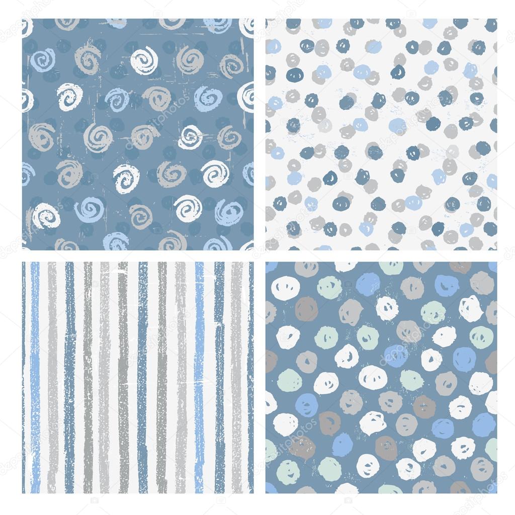 Set of seamless patterns in blue