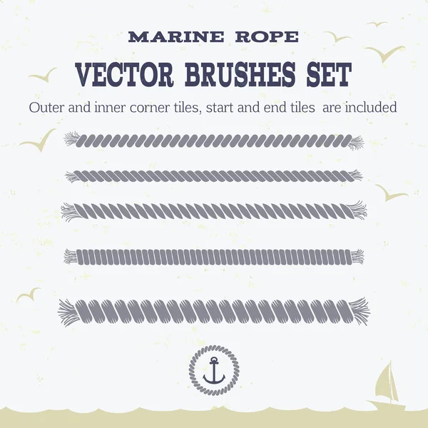 Deniz ip stil vektör desen fırçaları