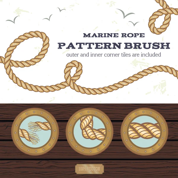 Deniz ip stil vektör desen fırçası