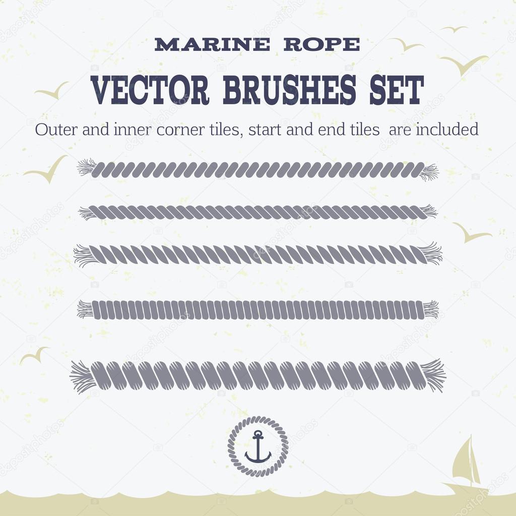 Marine rope style vector pattern brushes