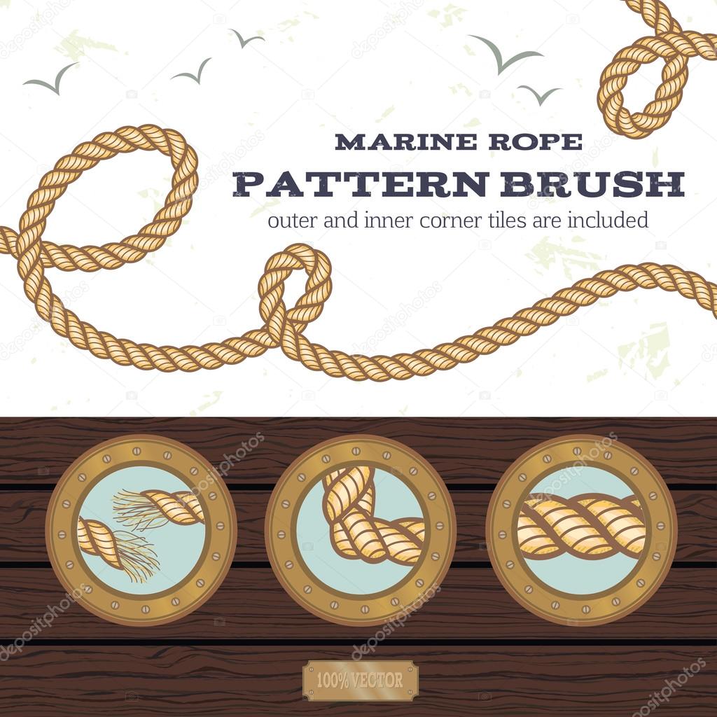 Marine rope style vector pattern brush