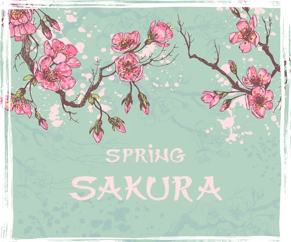 Jarní sakura karta — Stockový vektor