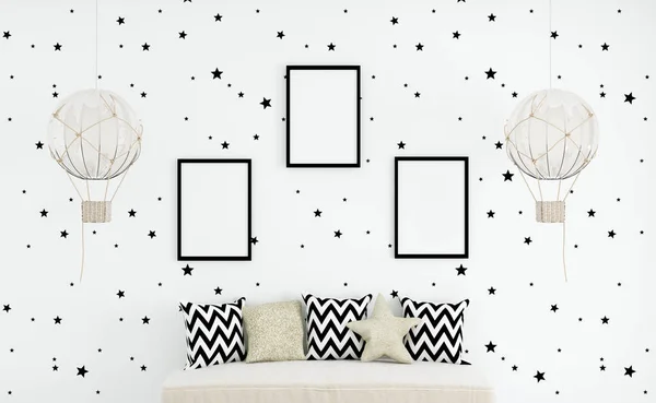 Frame Mockup Kids Mockup Poster Mockup Mockup Interieur Mockup Poster — Stockfoto