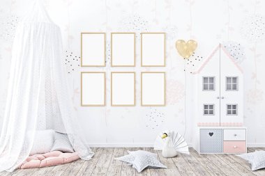 Frame Mockup, Kids Mockup, Poster Mockup, Mockup Poster, Mockup, Mock, Minimalist model, Beyaz iç çerçeve modeli, kreş modeli, uygun boyutta - A1, A2, A3, A4