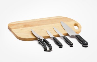 Knives set on wood clipart