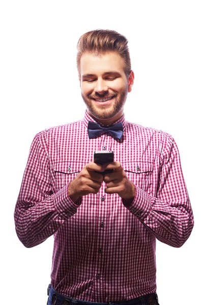 Hombre usando el teléfono celular — Foto de Stock