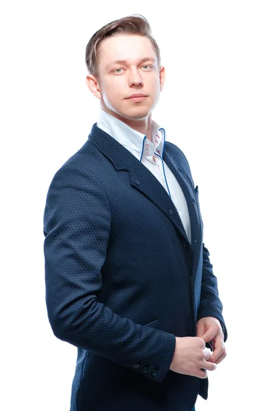 Selbstbewusster junger Geschäftsmann auf Weiß — Stockfoto