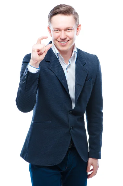 Businessman showing size — Stock Photo, Image