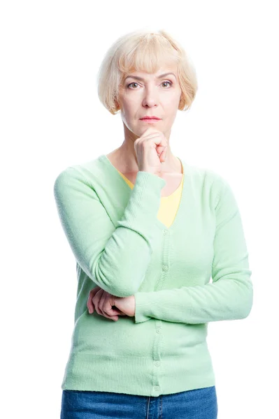 Mujer anciana reflexiva — Foto de Stock