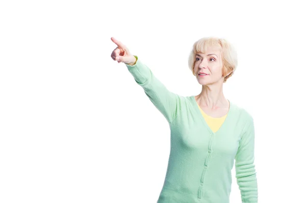 Mujer señalando — Foto de Stock