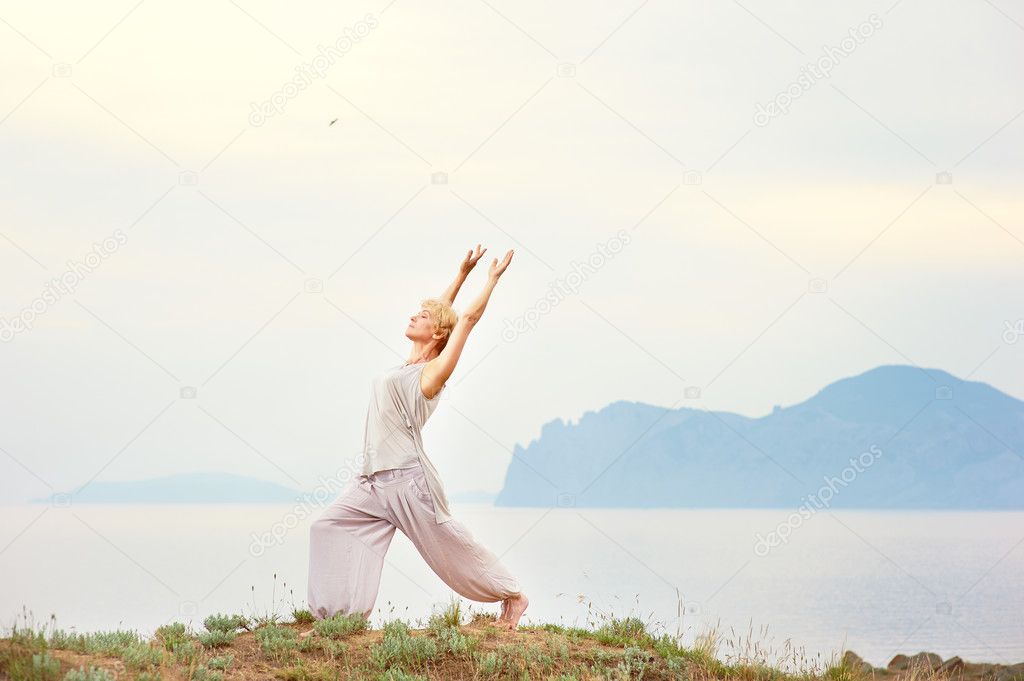 Woman doing yoga exercises
