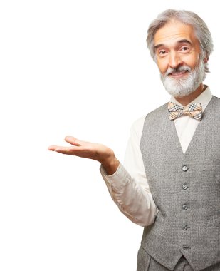 Bir eliyle işaret eden adam