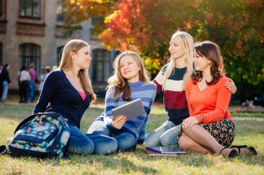 Four happy young women