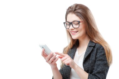 Kadın iusing akıllı telefon.
