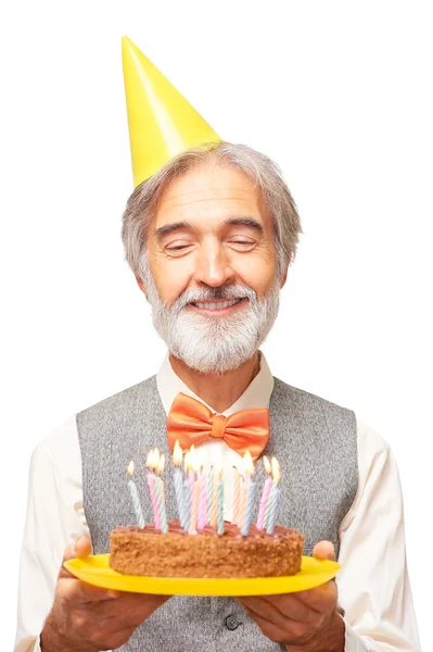 Man holding birthday cake — Stock Photo, Image