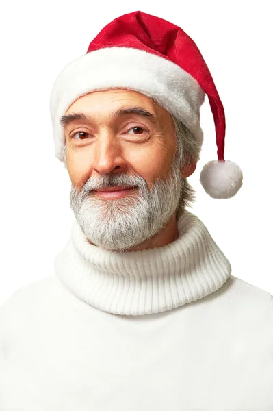 Homme avec un chapeau de Père Noël — Photo