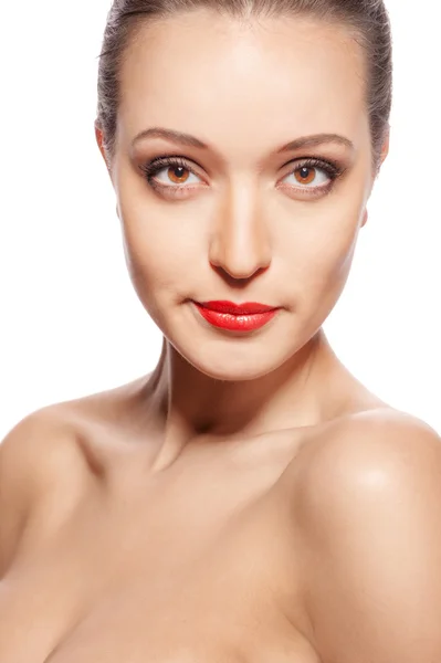 Beautiful woman's  with red lips — Stock Photo, Image