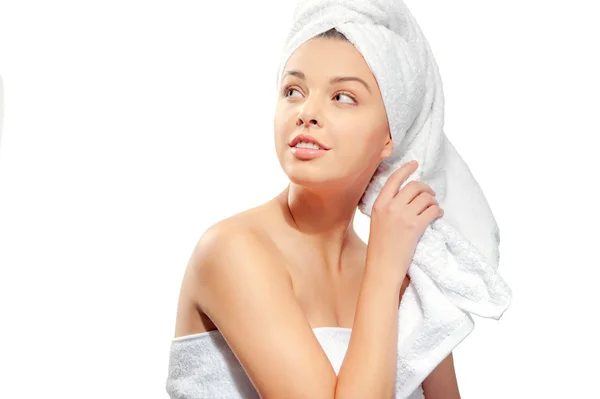 Woman wearing hair towel — Stock Photo, Image