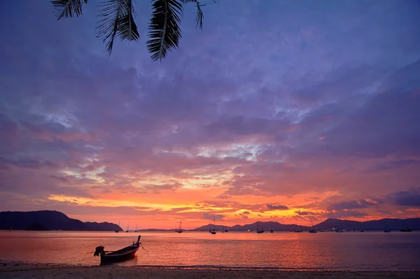 Sunset tropical beach. — Stock Photo, Image