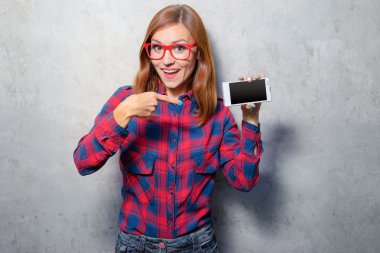 Kadın işaret smartphone