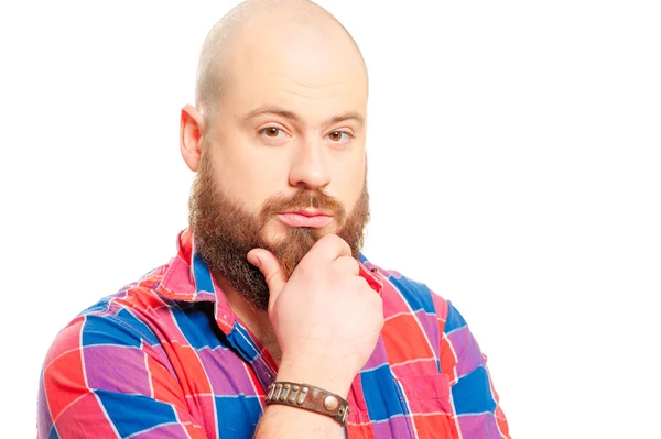 Thoughtful and confident young bearded man — Stock Photo, Image