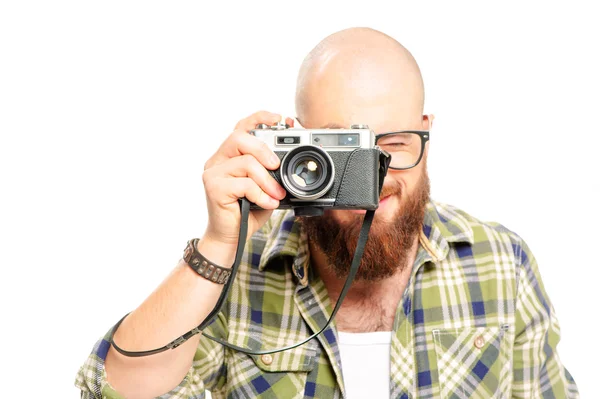 Beard man focusing at you — Stock Photo, Image