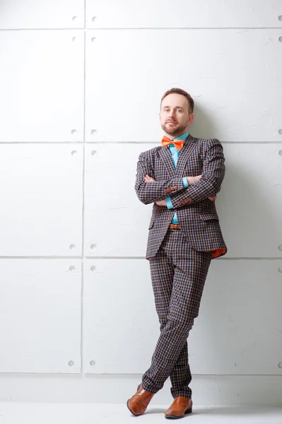 Bearded man in plaid suit — Stok fotoğraf