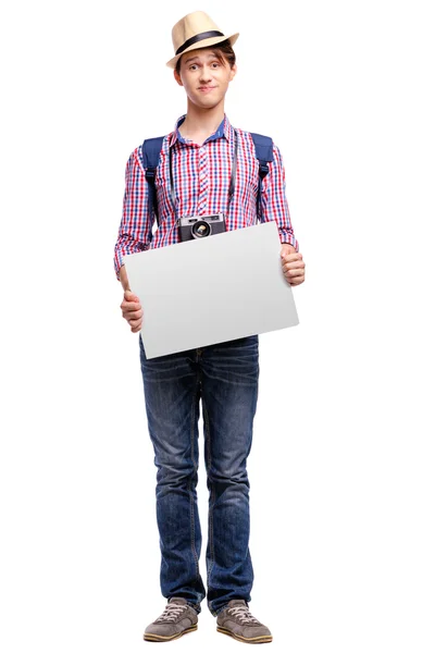 Traveler with empty blank — Stock Photo, Image