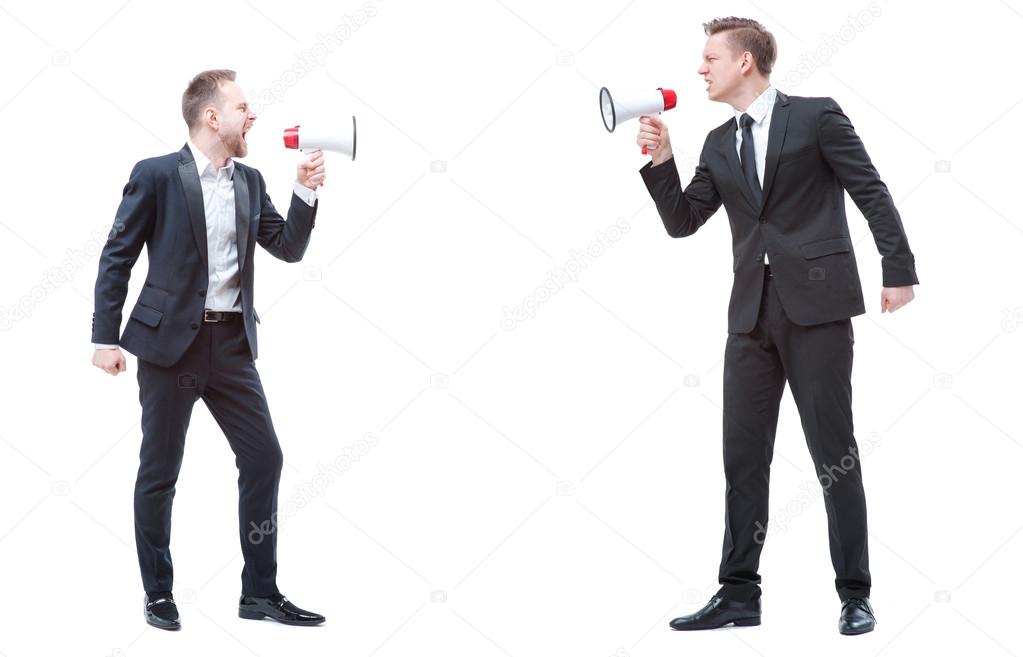 Two businessmen are shouting
